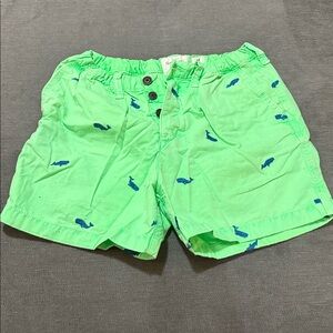Abercrombie & Fitch Green Shorts with Blue Whale Design